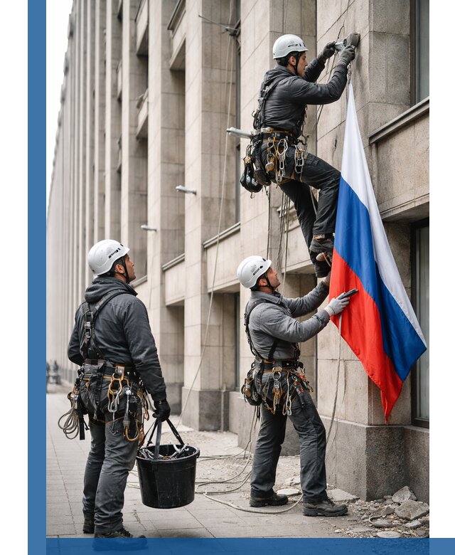 Профессиональная установка флагов на фасаде в Стрежевом