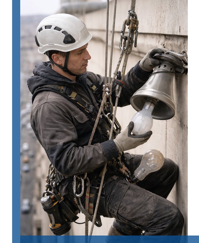 Замена ламп на высоте в Стрежевом профессионально и быстро