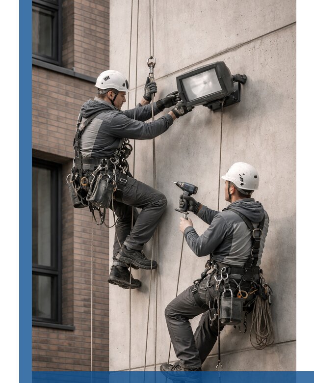 Профессиональный монтаж фасадных прожекторов в Стрежевом под ключ