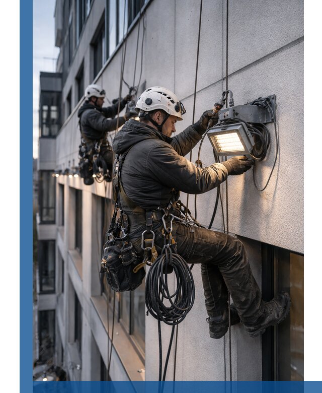 Монтаж фасадного освещения в Стрежевом установка и подключение