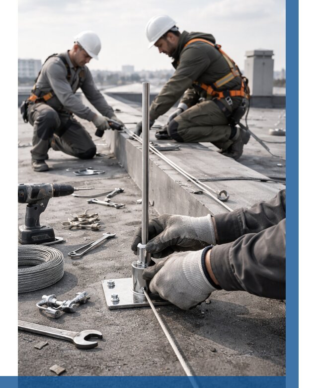 Монтаж молниезащиты на кровле в Стрежевом цена от 25488 р. | ВЫСОТНИК-Стж