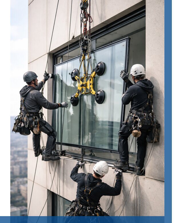 Монтаж стеклопакетов на высоте в Стрежевом от 3262 р. | ВЫСОТНИК-Стж