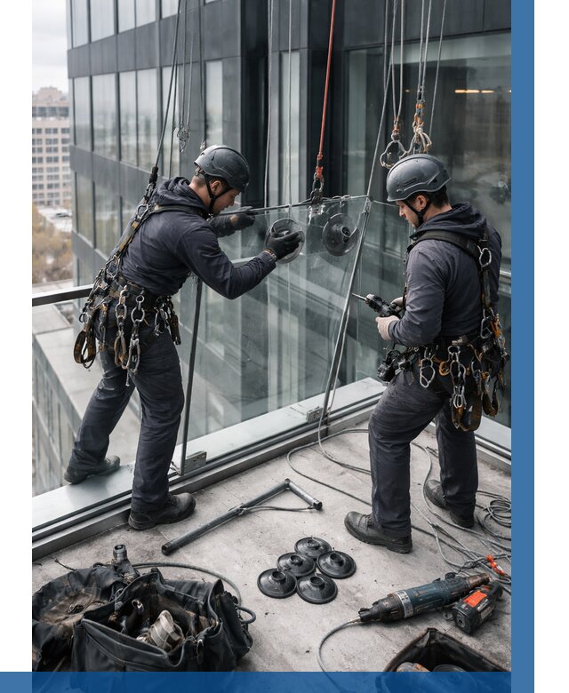 Монтаж стеклянных ограждений в Стрежевом от 2549 р. | ВЫСОТНИК-Стж