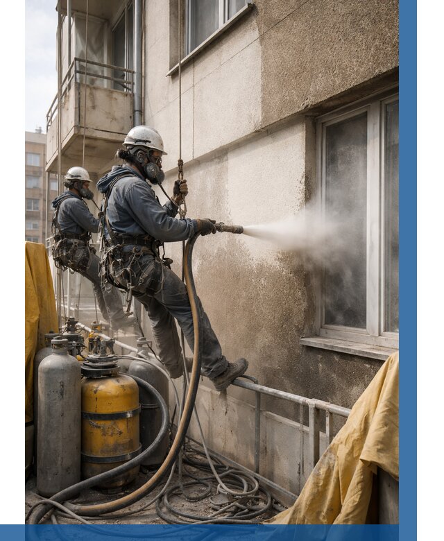 Пескоструйная очистка фасада в Стрежевом от 663 р. | ВЫСОТНИК-Стж