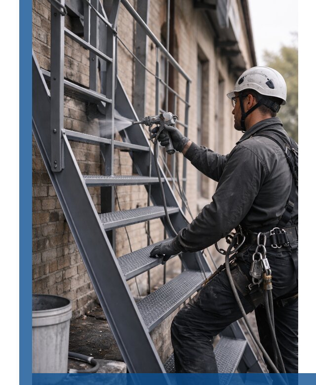 Покраска и антикоррозионная защита пожарных лестниц в Стрежевом