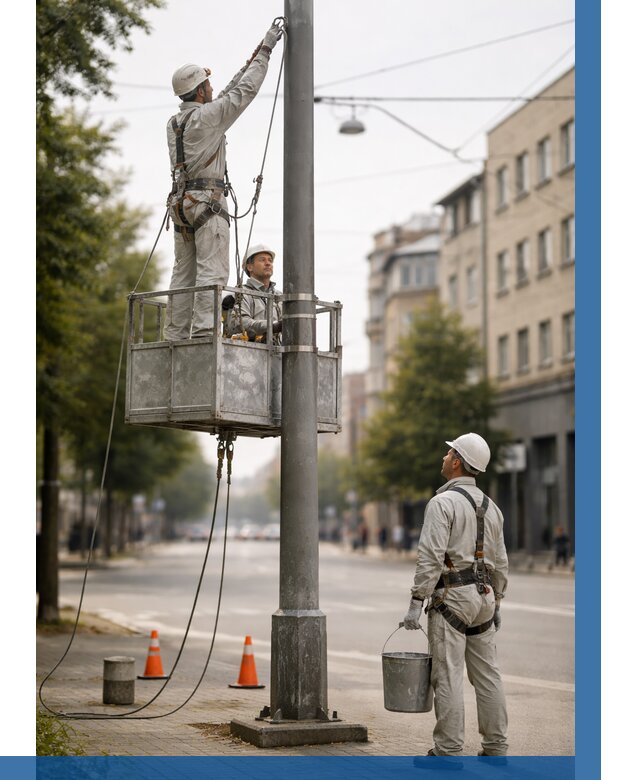 Покраска опор освещения в Стрежевом от 5098 р. | ВЫСОТНИК-Стж