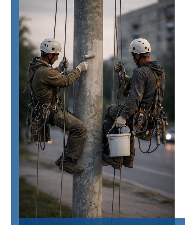 Покраска опор освещения и антикоррозийная защита в Стрежевом