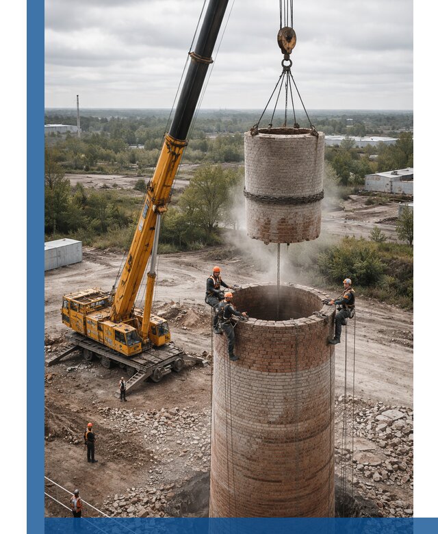 Демонтаж дымовой трубы в Стрежевом с гарантиями безопасности