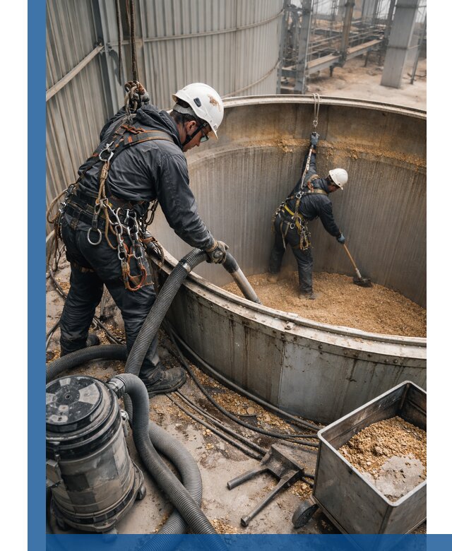 Профессиональная чистка зерновых бункеров в Стрежевом с выездом