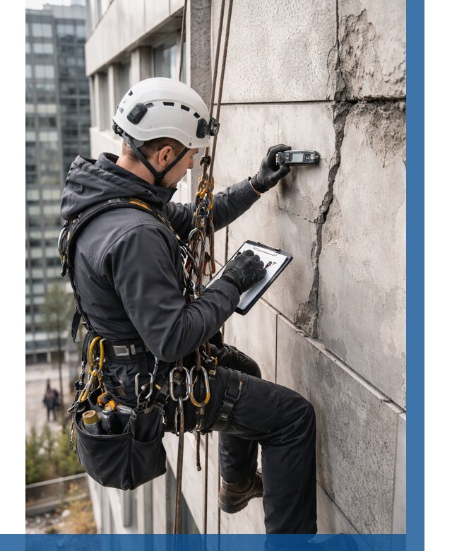 Обследование фасада альпинистами в Стрежевом от 122 р. | ВЫСОТНИК-Стж