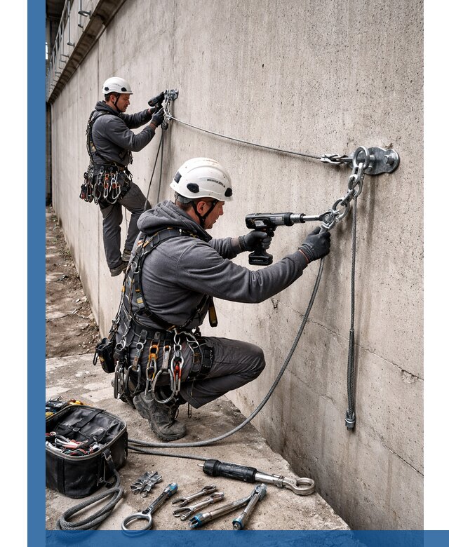 Монтаж анкерных линий высотной безопасности в Стрежевом