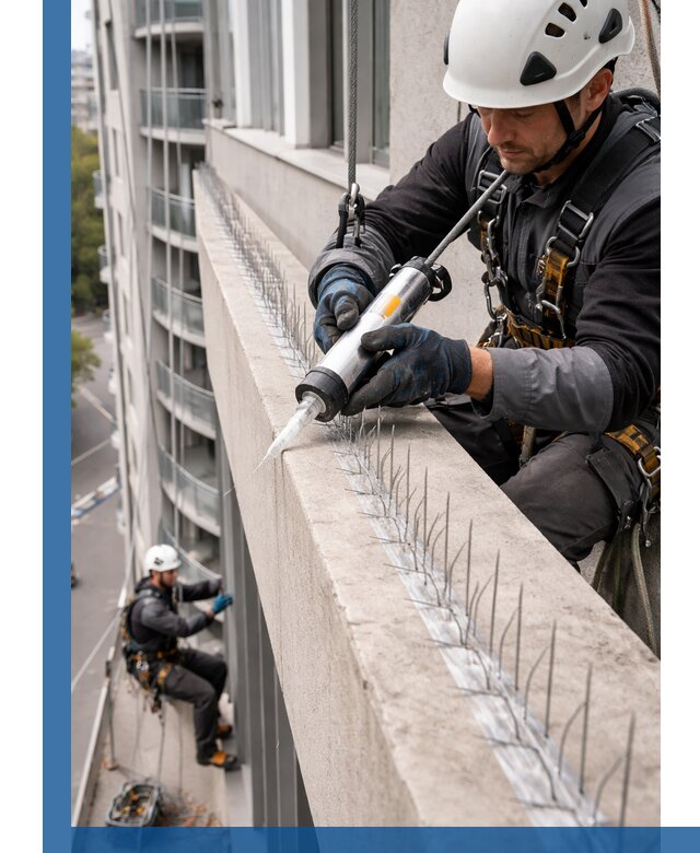 Установка шипов от птиц на фасадах и кровлях в Стрежевом